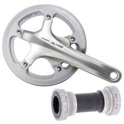 Shimano Alfine FC-S501 Crankset With SM-BB4600 Bottom Bracket - Outer + Inner Chain Guard - Silver