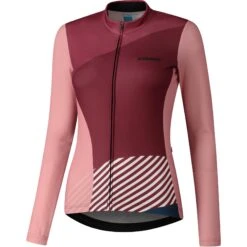 Shimano Kaede Printed Dames Fietsshirt Met Lange Mouwen - Pink/blue Stripe